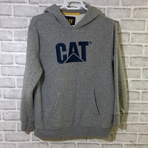 CAT Logo Gray Pet Hoodie with Front Pocket- see measurements youth XL